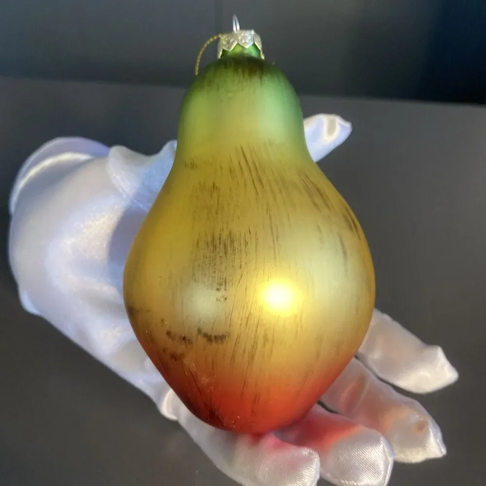 Park Hill Glass Fruit Christmas Ornament Multicolor Pear 4.5
